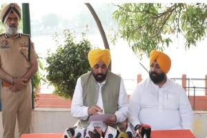 पंजाब के मुख्यमंत्री भगवंत मान पहुंचे नंगल डैम , कहा - हमारे पास पानी की एक भी बूंद नहीं