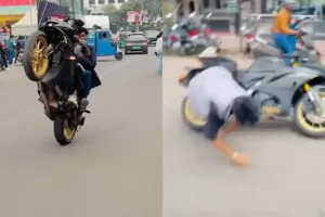 पुलिस की गाड़ी के सामने स्टंटबाजी, रील बनाना पड़ा महंगा, बाइक भी जब्त, चालान भी कटा